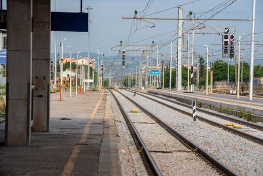 terni and rails station in the absence of trains for covid emergency