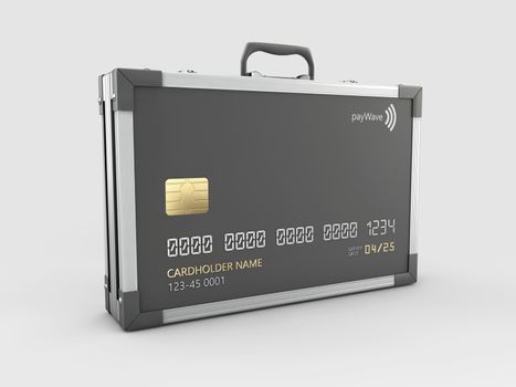 3d Rendering of Credit card in the form of a metallic case.