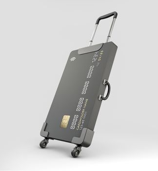 3d Rendering of Credit Card Suitcase on gray background.
