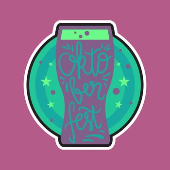 Oktoberfest Lettering. Beer festival handmade design element for badge, sticker, poster and print, t-shirt, apparel. Vector