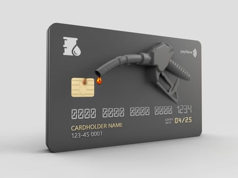 3d Rendering of Realistic credit with fuel hose gas station concept, clipping path include.