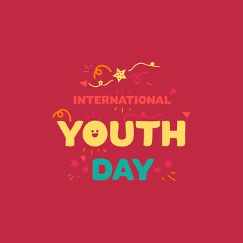 Vintage template card of International Youth Day for banner, brochure, flyer, greeting, invitation, cover. Design Elements for poster. Vector
