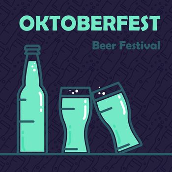 Oktoberfest Banner. Beer festival stylish design element for badge, sticker, poster and print, t-shirt, apparel. Vector