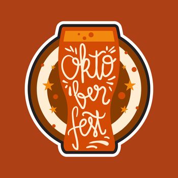 Oktoberfest Lettering. Beer festival handmade design element for badge, sticker, poster and print, t-shirt, apparel. Vector