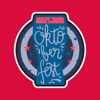 Oktoberfest Lettering. Beer festival handmade design element for badge, sticker, poster and print, t-shirt, apparel. Vector
