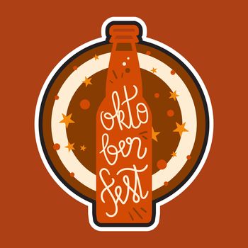 Oktoberfest Lettering. Beer festival handmade design element for badge, sticker, poster and print, t-shirt, apparel. Vector