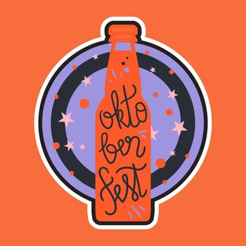Oktoberfest Lettering. Beer festival handmade design element for badge, sticker, poster and print, t-shirt, apparel. Vector