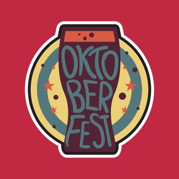 Oktoberfest Lettering. Beer festival handmade design element for badge, sticker, poster and print, t-shirt, apparel. Vector