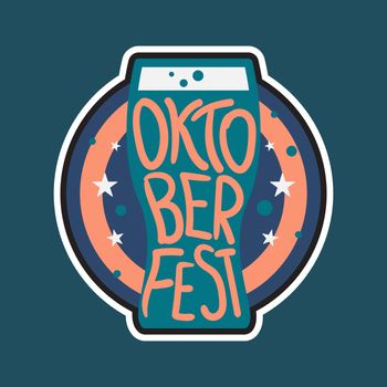 Oktoberfest Lettering. Beer festival handmade design element for badge, sticker, poster and print, t-shirt, apparel. Vector