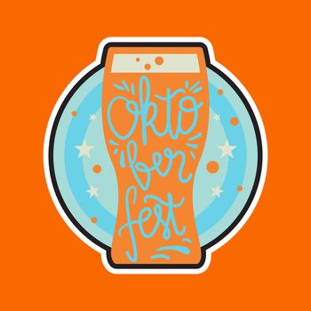 Oktoberfest Lettering. Beer festival handmade design element for badge, sticker, poster and print, t-shirt, apparel. Vector