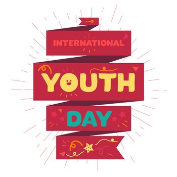 Vintage template card of International Youth Day for banner, brochure, flyer, greeting, invitation, cover. Design Elements for poster. Vector