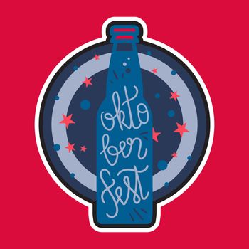 Oktoberfest Lettering. Beer festival handmade design element for badge, sticker, poster and print, t-shirt, apparel. Vector