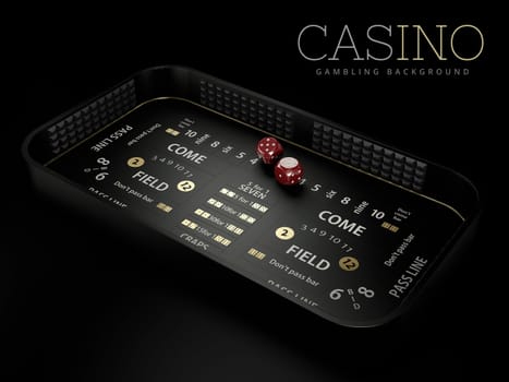 3d Rendering of craps table layout, clipping path included.