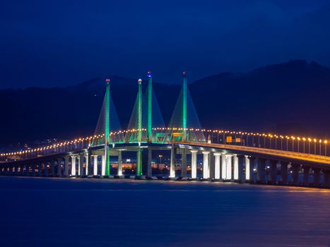 Penang Second Bridge in blue hour.