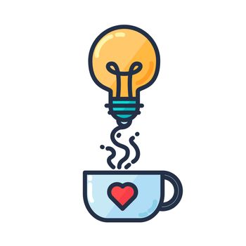 Great Idea Concept with Light Bulb Shape and cup of drinking. Thought and imagination symbol. Vector