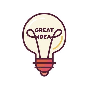 Great Idea Concept with Light Bulb Shape. Thought and imagination symbol. Vector
