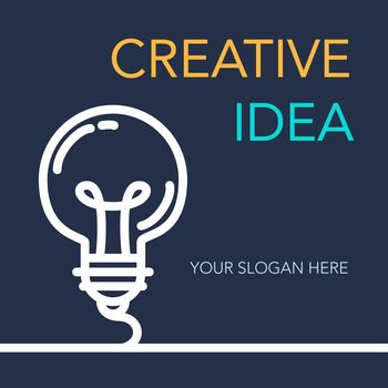 Simple Creative Success Idea Banner. Innovation symbol. Light bulb sign. Design element for business startup, technology, science. Concept of invention, study, imagination and creativity. Vector
