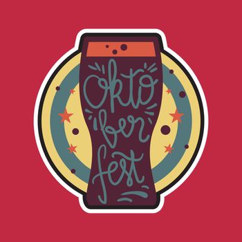 Oktoberfest Lettering. Beer festival handmade design element for badge, sticker, poster and print, t-shirt, apparel. Vector