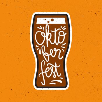 Oktoberfest Lettering. Beer festival handmade design element for badge, sticker, poster and print, t-shirt, apparel. Vector