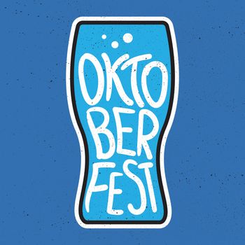 Oktoberfest Lettering. Beer festival handmade design element for badge, sticker, poster and print, t-shirt, apparel. Vector