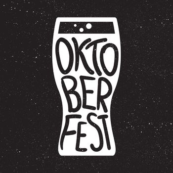 Oktoberfest Lettering. Beer festival handmade design element for badge, sticker, poster and print, t-shirt, apparel. Vector