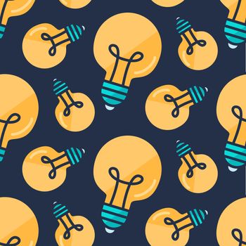 Lamp Bulb Seamless Pattern. Creative Success Idea Background. Innovation ornament for business startup, technology, science. Design element of invention, study, imagination and creativity. Vector