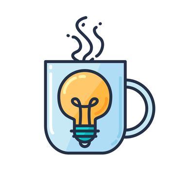 Great Idea Concept with Light Bulb Shape and cup of drinking. Thought and imagination symbol. Vector
