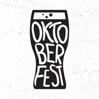 Oktoberfest Lettering. Beer festival handmade design element for badge, sticker, poster and print, t-shirt, apparel. Vector
