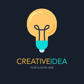 Simple Creative Success Idea Logo. Innovation symbol. Light bulb sign. Design element for business startup, technology, science. Icon concept of invention, study, imagination and creativity. Vector