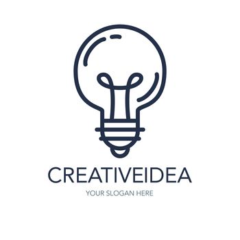 Simple Creative Success Idea Logo. Innovation symbol. Light bulb sign. Design element for business startup, technology, science. Icon concept of invention, study, imagination and creativity. Vector