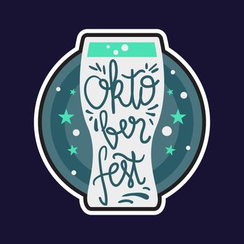 Oktoberfest Lettering. Beer festival handmade design element for badge, sticker, poster and print, t-shirt, apparel. Vector