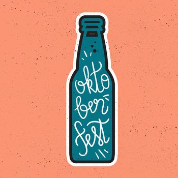 Oktoberfest Lettering. Beer festival handmade design element for badge, sticker, poster and print, t-shirt, apparel. Vector