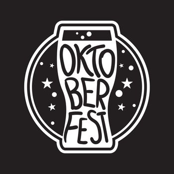 Oktoberfest Lettering. Beer festival handmade design element for badge, sticker, poster and print, t-shirt, apparel. Vector