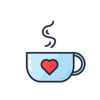 Cup with lovely drink and a painted heart. Vector