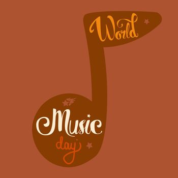 Vintage World Music Day Lettering for Banner and Badge. Sticker, Poster, Card Design Template. Vector