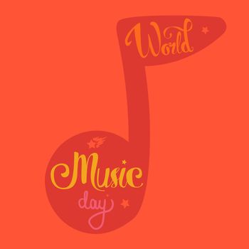 Vintage World Music Day Lettering for Banner and Badge. Sticker, Poster, Card Design Template. Vector