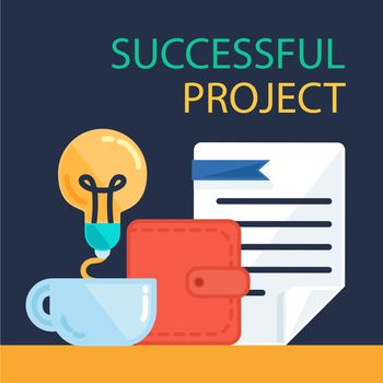 Successful investing concept. Bank holding. Financial budget banner. Money from idea, document. Patent symbol. Vector