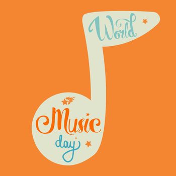 Vintage World Music Day Lettering for Banner and Badge. Sticker, Poster, Card Design Template. Vector