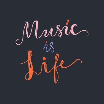 Vintage Musical Lettering for Banner and Badge. Sticker, Poster, Festival and Concert Card Design Template. Music is Life. Vector