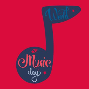 Vintage World Music Day Lettering for Banner and Badge. Sticker, Poster, Card Design Template. Vector