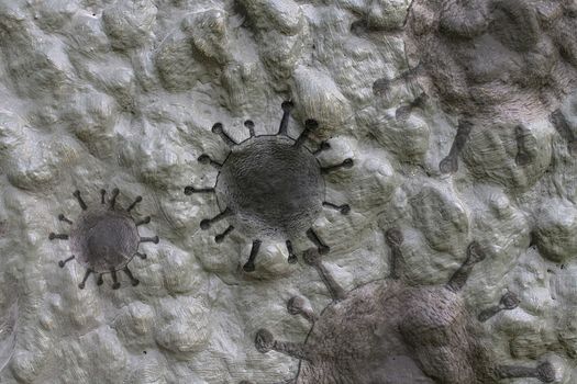 Old stone and rock textures with some virus fossil virus visualization.