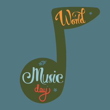 Vintage World Music Day Lettering for Banner and Badge. Sticker, Poster, Card Design Template. Vector