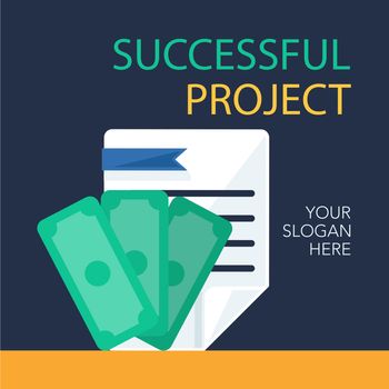 Successful investing concept. Bank holding. Financial budget banner. Money and document. Earnings and payments symbol. Vector