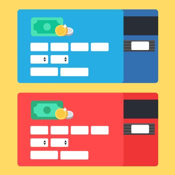 Web Template, Web Elements for site form of online shopping and enter card data. Vector