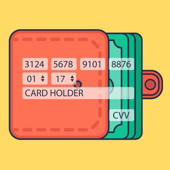 Web Template, Web Elements for site form of online shopping and enter card data in view purse. Vector