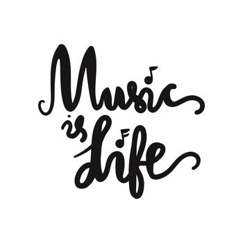 Vintage Musical Lettering for Banner and Badge. Sticker, Poster, Festival and Concert Card Design Template. Music is Life. Vector