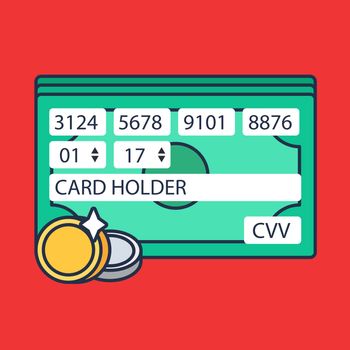 Web Template, Web Elements for site form of online shopping and enter card data in view banknote. Vector