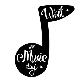 Vintage World Music Day Lettering for Banner, Poster, Card. Vector