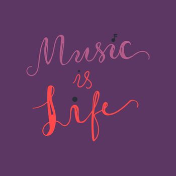 Vintage Musical Lettering for Banner and Badge. Sticker, Poster, Festival and Concert Card Design Template. Music is Life. Vector