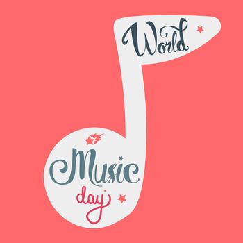 Vintage World Music Day Lettering for Banner and Badge. Sticker, Poster, Card Design Template. Vector